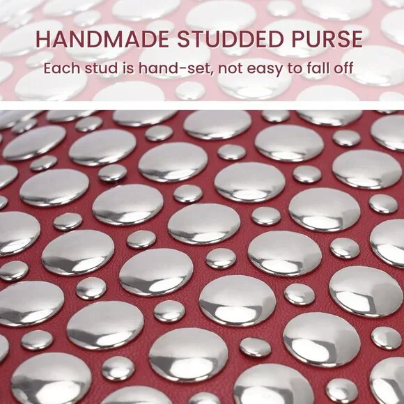 Vegan Leather Tote Bag Studded Purses for Women Y2K Purse Fall Hobo Bag Portugue - Picture 3 of 6